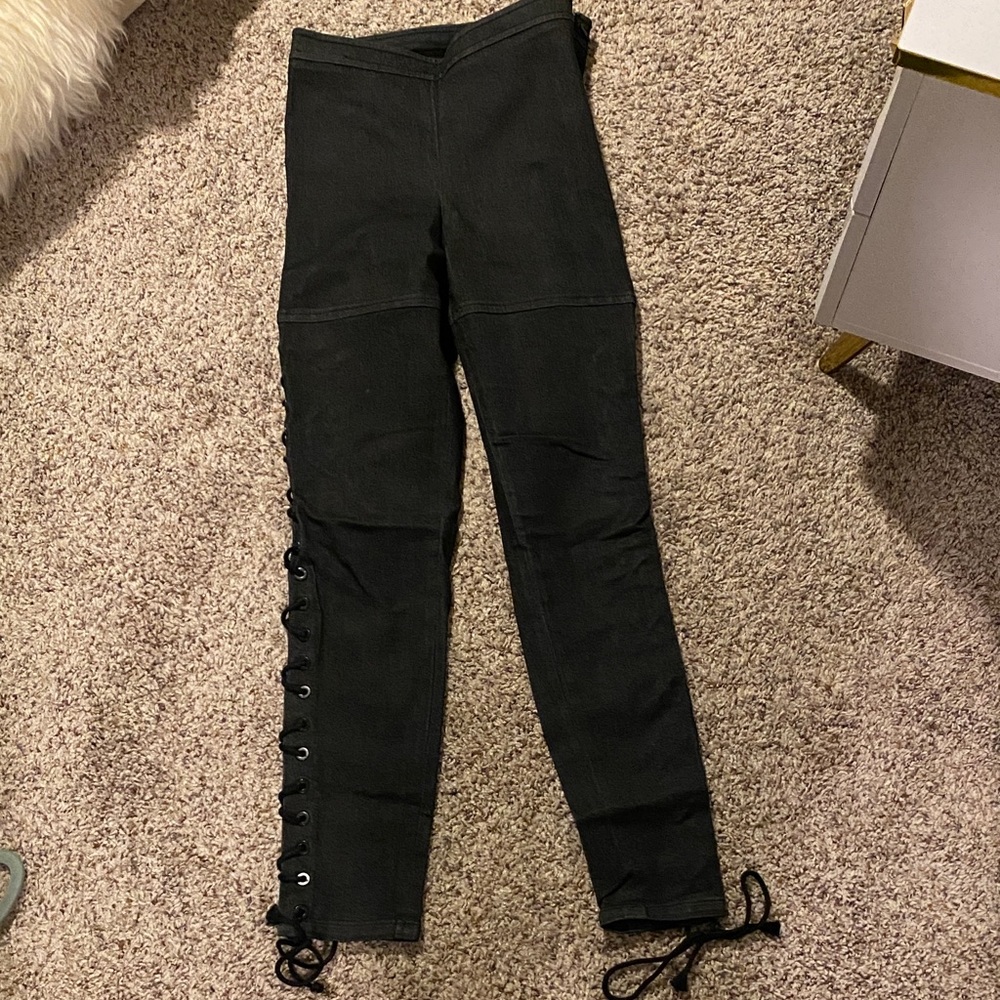 Black Lace-Up Leggings